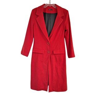 RED FITTED WOOL BLEND COAT S/M